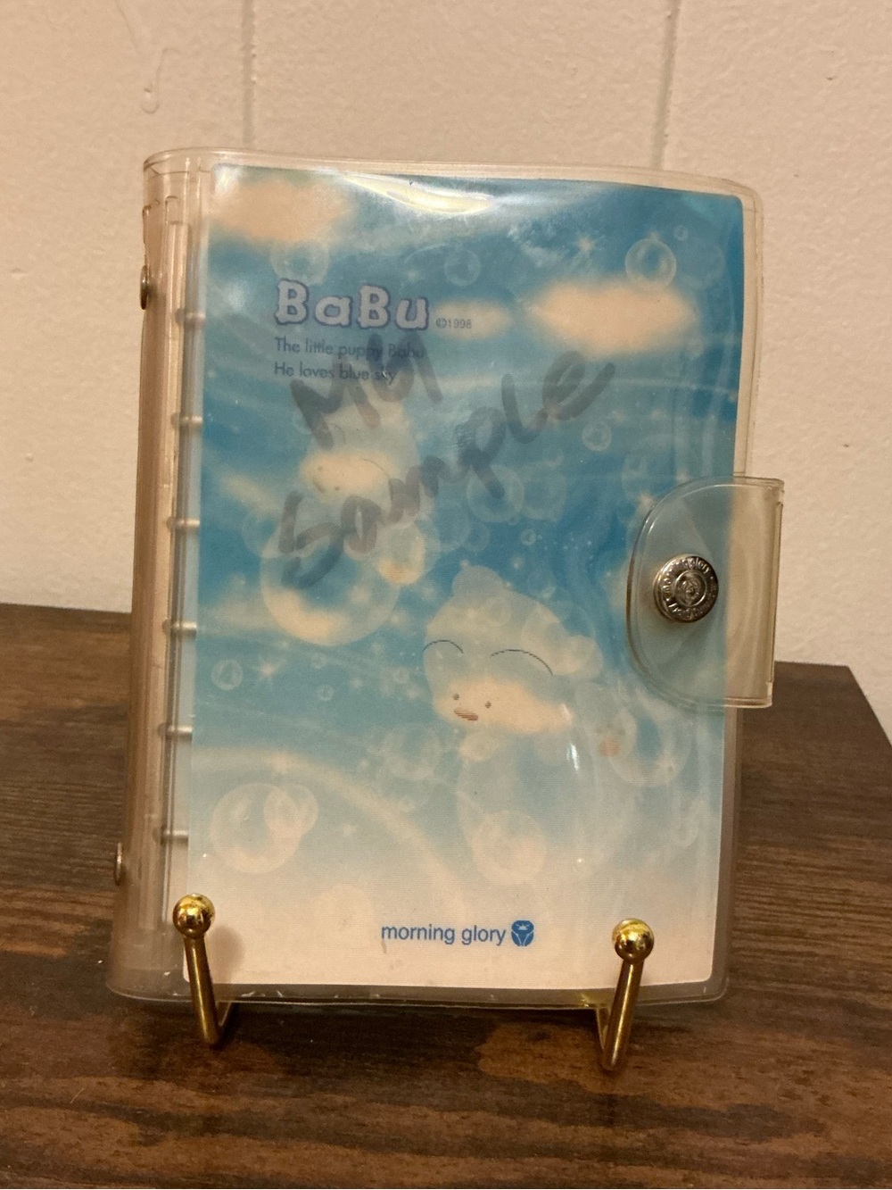 A Rare Vintage Babu Blue Bear Morning Glory Snap Planner Journal Notebook